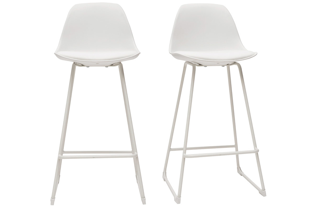 Set di 2 sgabelli da bar design bianchi piedi metallo 65 cm FRANZ