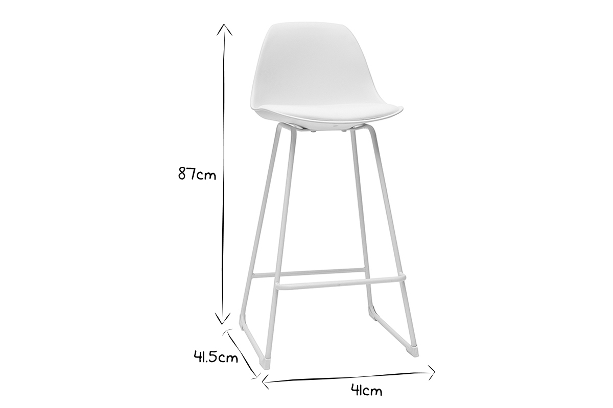 Set di 2 sgabelli da bar design bianchi piedi metallo 65 cm FRANZ