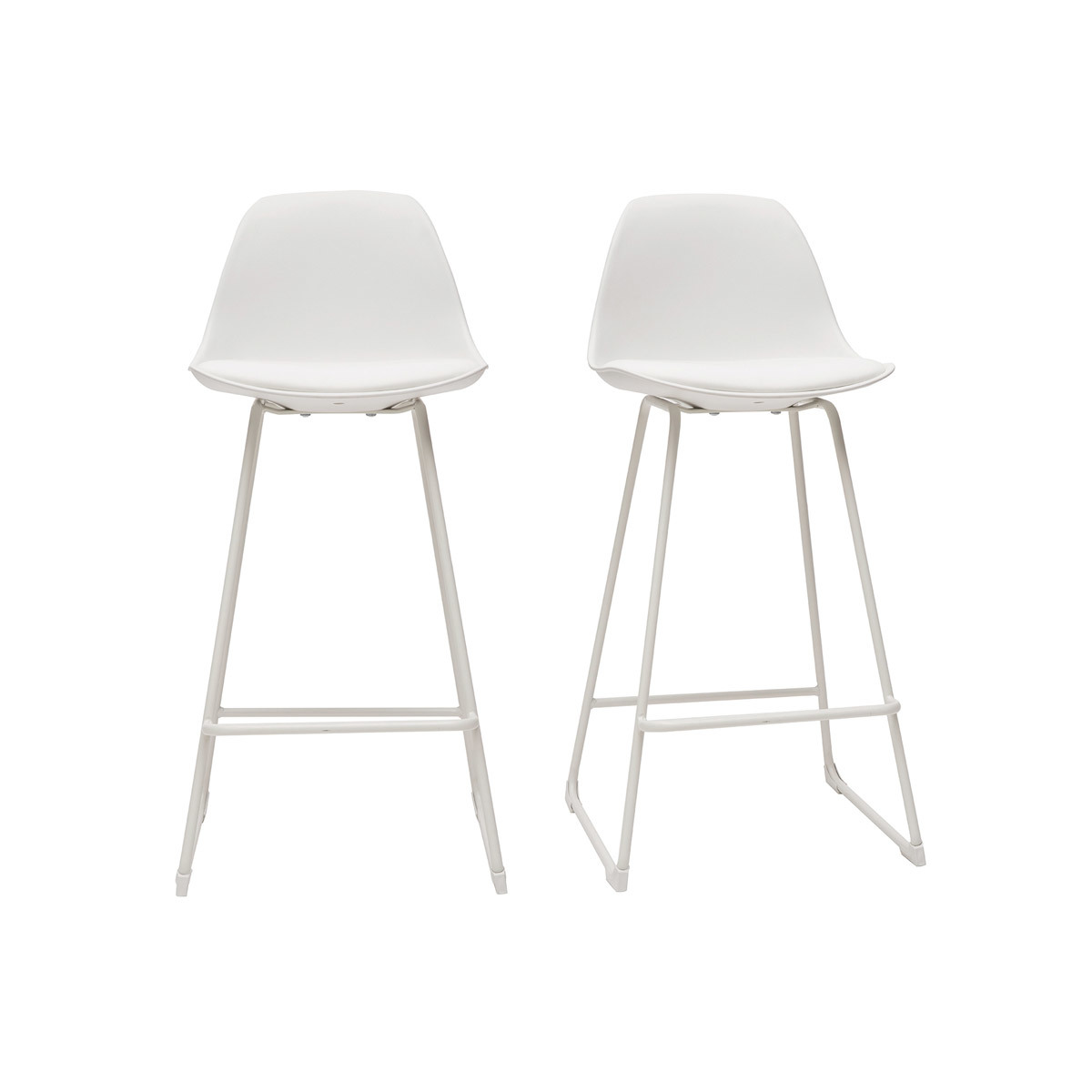 Set di 2 sgabelli da bar design bianchi piedi metallo 65 cm FRANZ