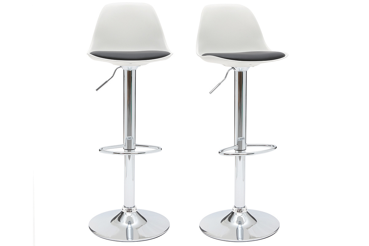 Set di 2 sgabelli da bar design colore bianco e nero STEEVY