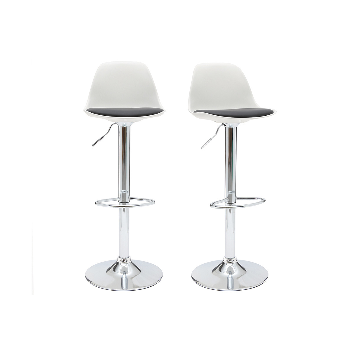 Set di 2 sgabelli da bar design colore bianco e nero STEEVY