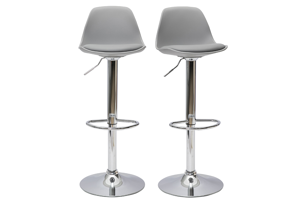 Set di 2 sgabelli da bar design colore grigio chiaro STEEVY