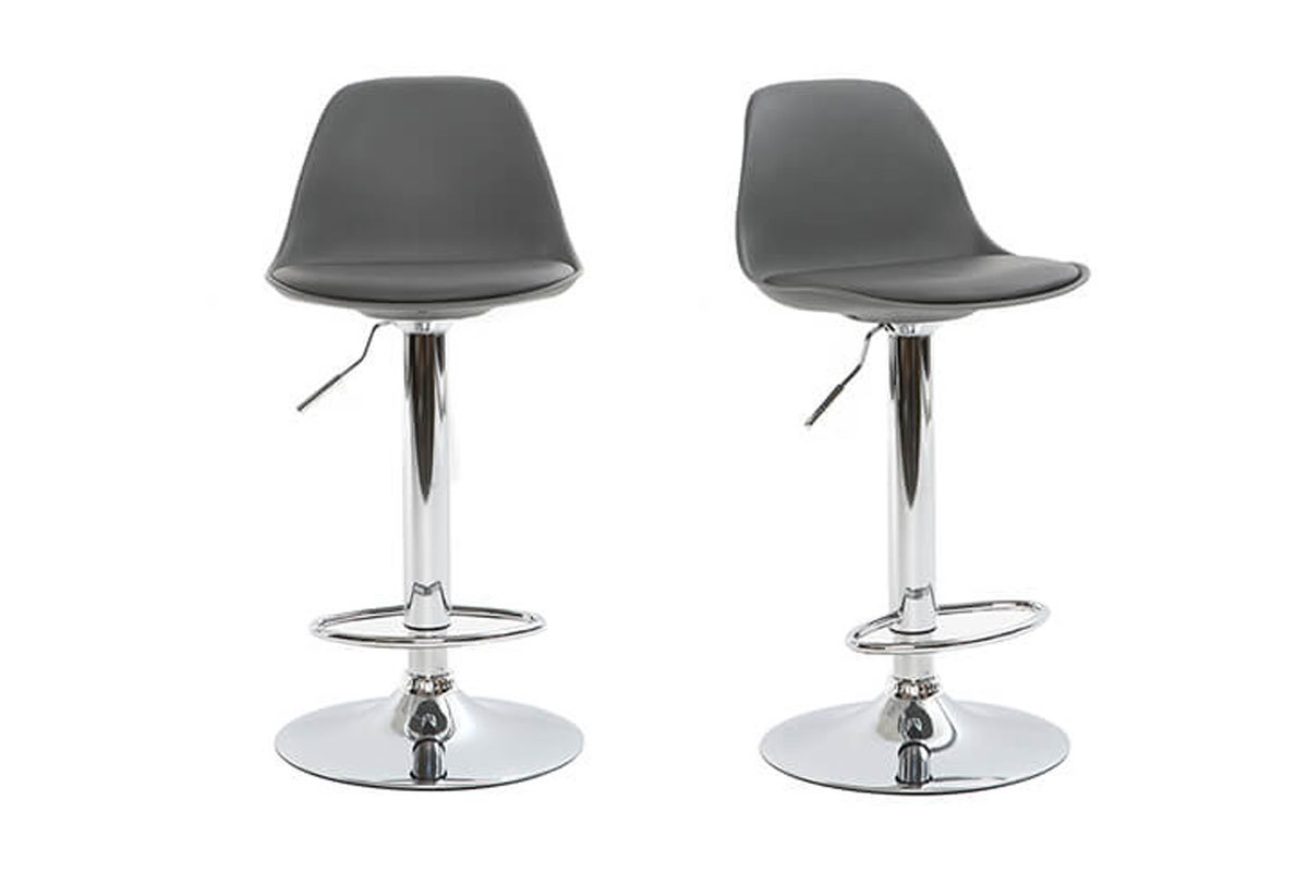 Set di 2 sgabelli da bar design colore grigio STEEVY