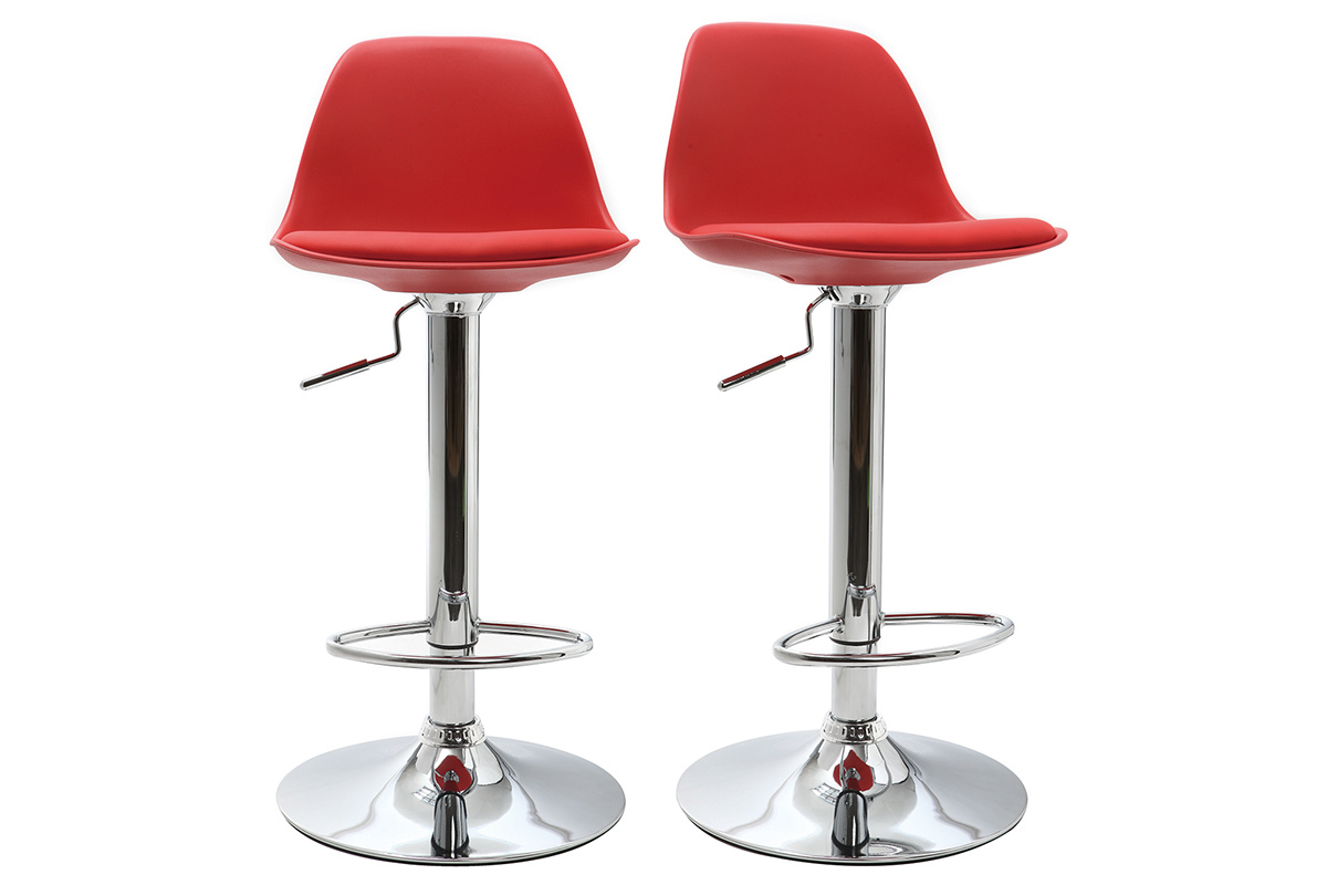 Set di 2 sgabelli da bar design colore rosso STEEVY