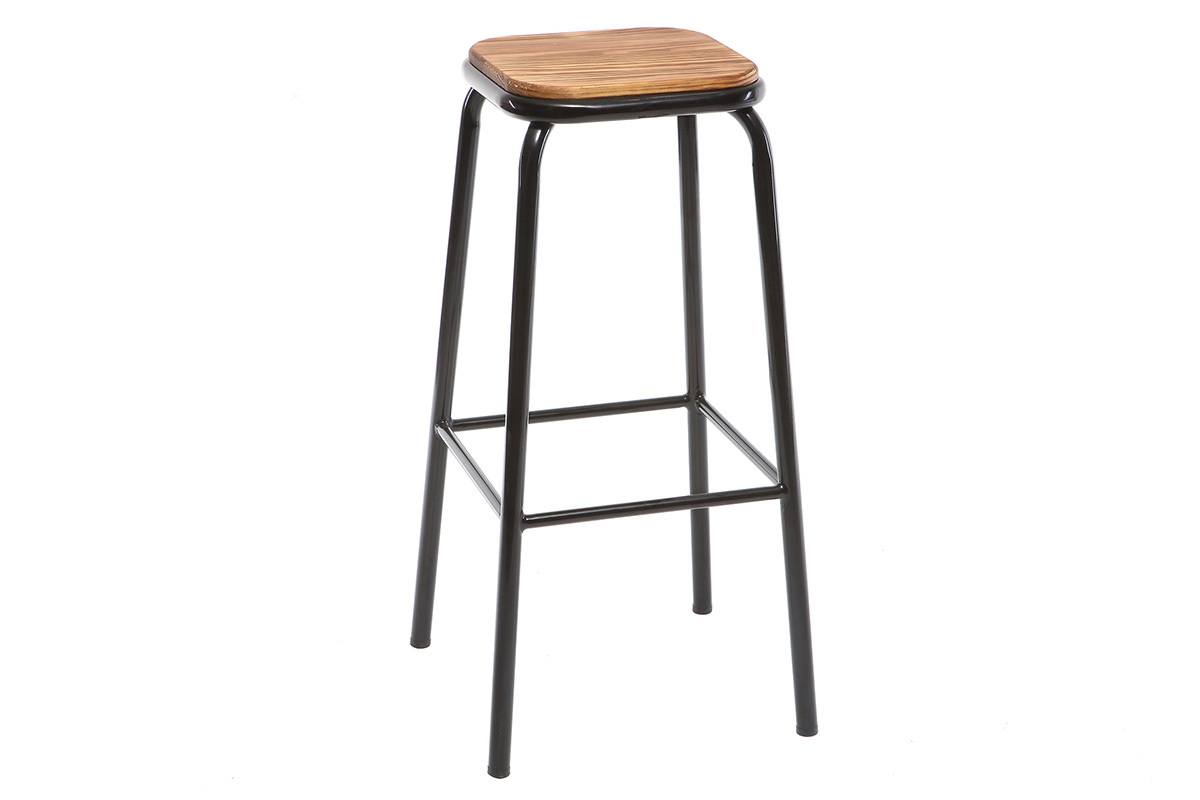 Set di 2 sgabelli da bar design nero H75cm MEMPHIS