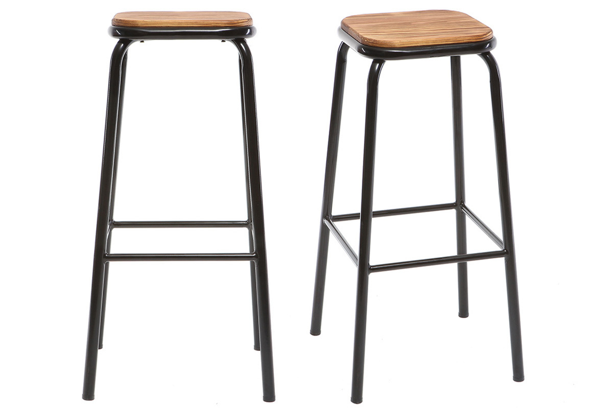 Set di 2 sgabelli da bar design nero H75cm MEMPHIS