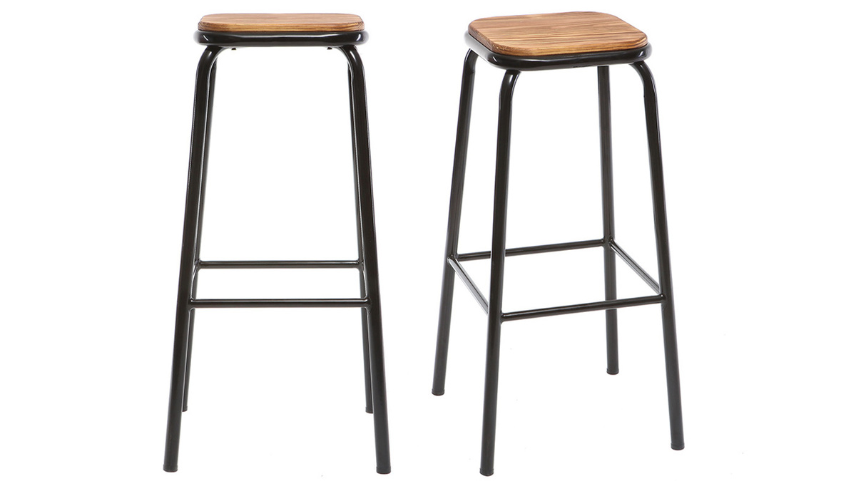 Set di 2 sgabelli da bar design nero H75cm MEMPHIS