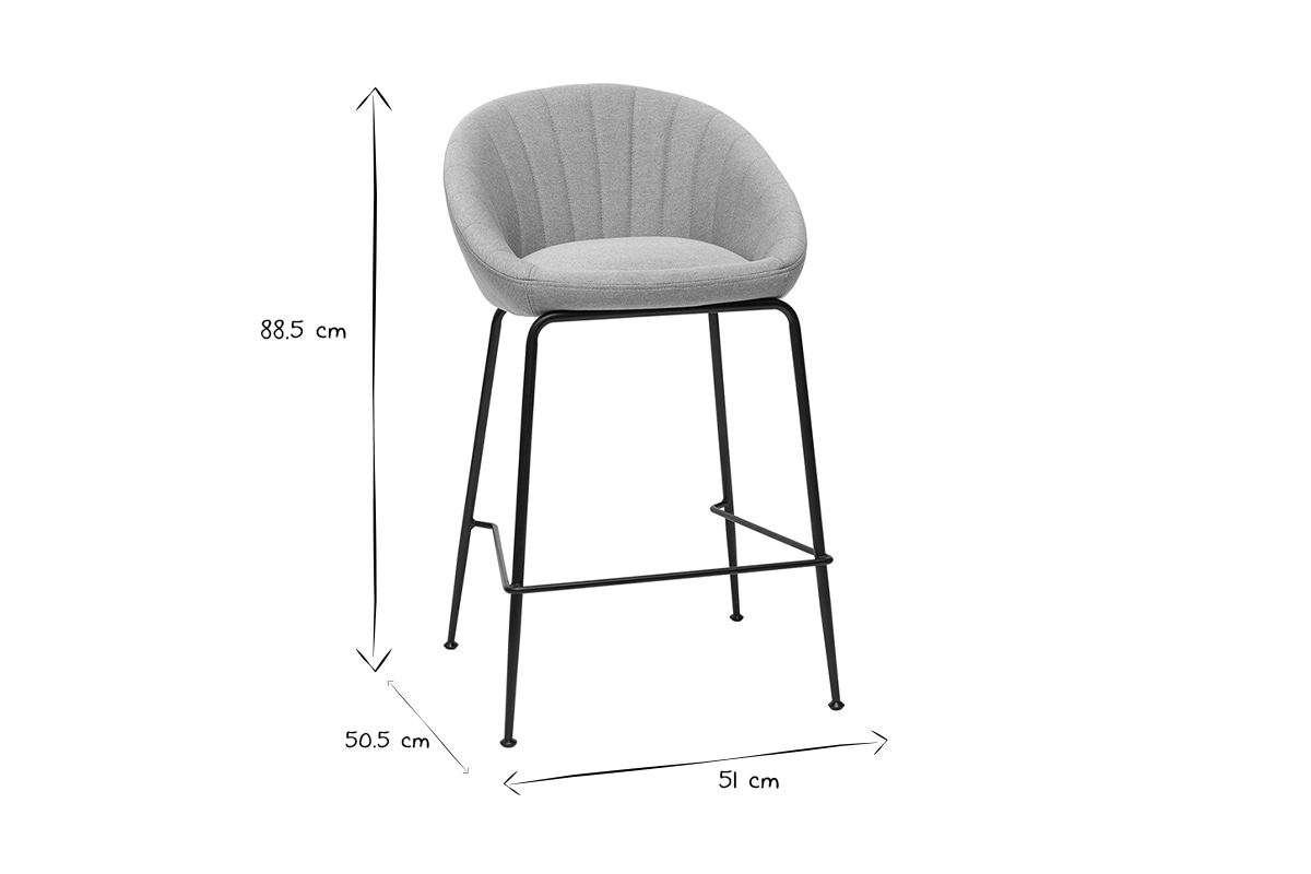 Set di 2 sgabelli da bar design tessuto grigio chiaro 65 cm SHERU