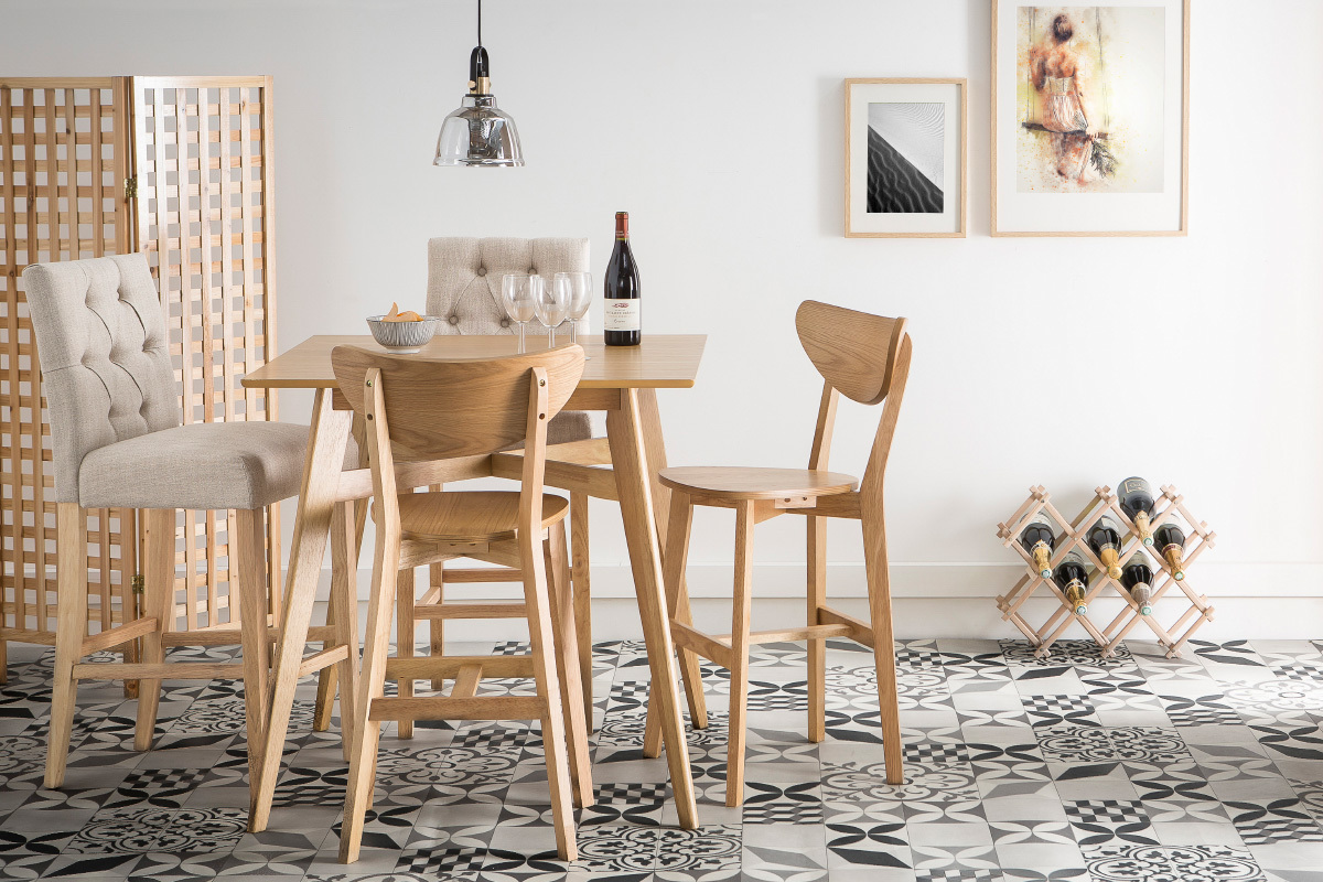 Set di 2 sgabelli da bar in stile scandinavo quercia LEENA