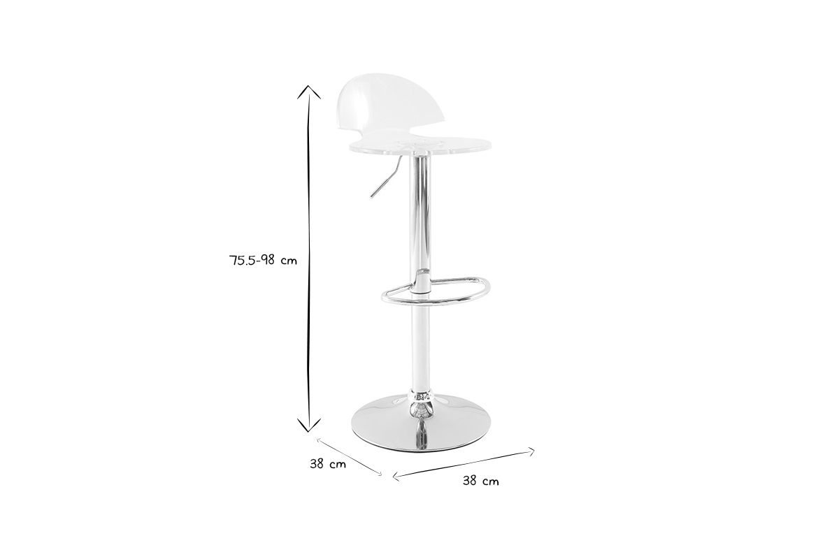 Set di 2 sgabelli da bar plexiglas trasparente - ORION