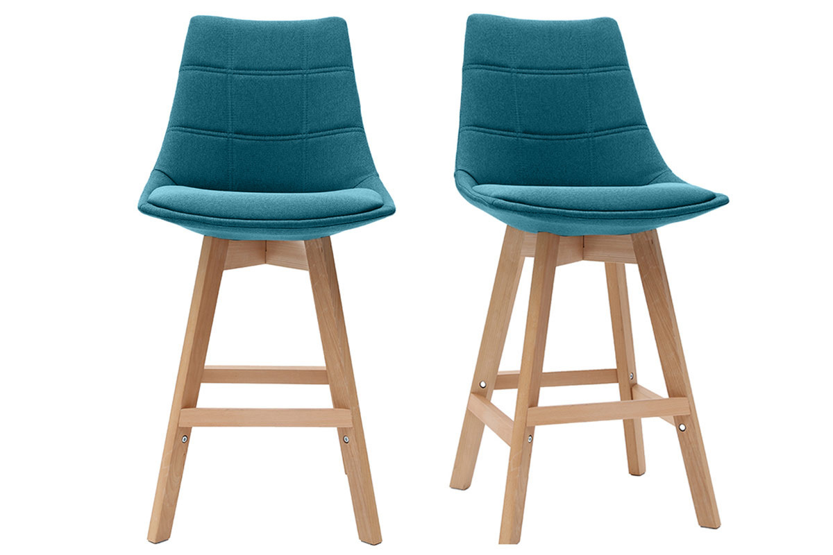 Set di 2 sgabelli da bar scandinavi blu anatra 65 cm MATILDE