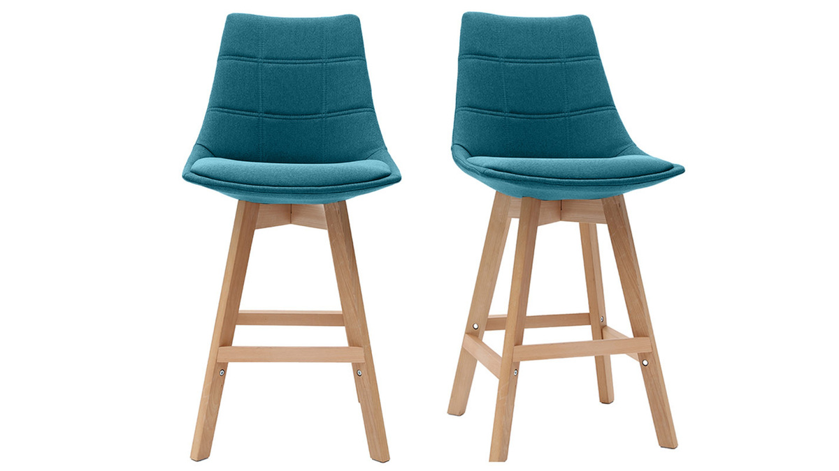 Set di 2 sgabelli da bar scandinavi blu anatra 65 cm MATILDE