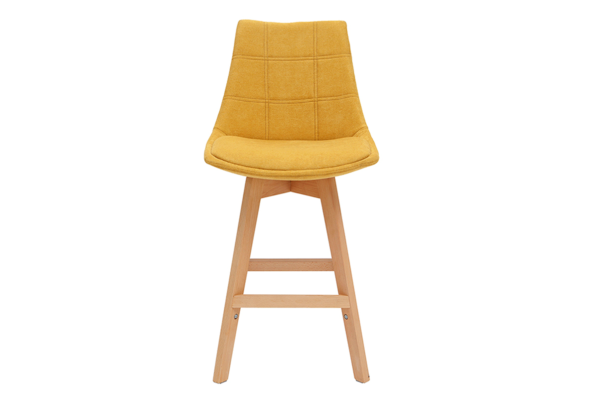 Set di 2 sgabelli da bar scandinavi effetto velluto giallo senape 65 cm MATILDE