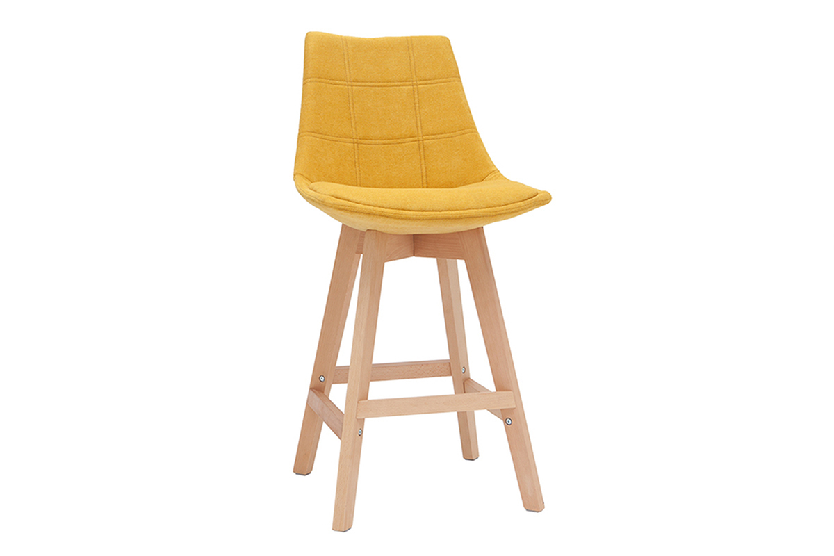 Set di 2 sgabelli da bar scandinavi effetto velluto giallo senape 65 cm MATILDE