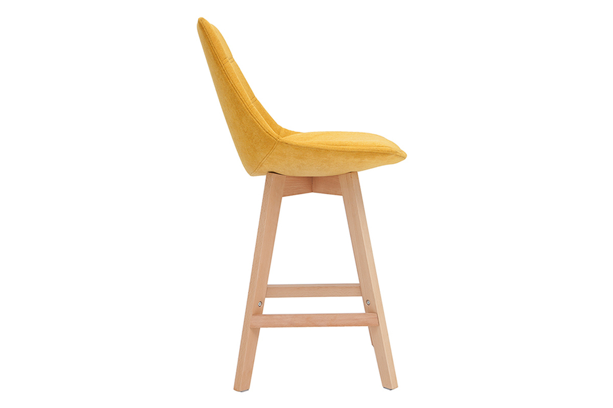 Set di 2 sgabelli da bar scandinavi effetto velluto giallo senape 65 cm MATILDE