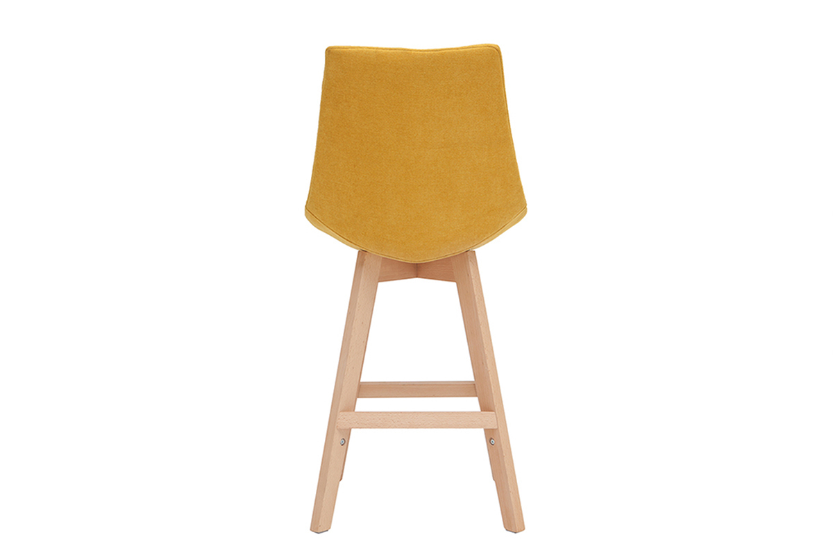 Set di 2 sgabelli da bar scandinavi effetto velluto giallo senape 65 cm MATILDE