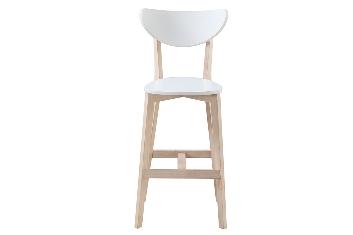 Set di 2 sgabelli da bar scandinavo bianco e legno 75cm LEENA