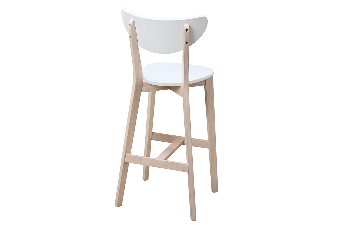 Set di 2 sgabelli da bar scandinavo bianco e legno 75cm LEENA