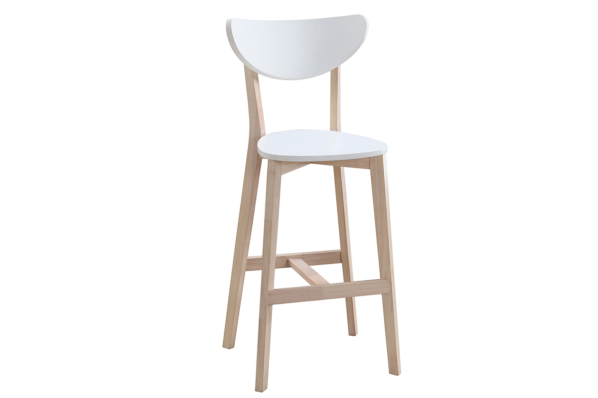 Set di 2 sgabelli da bar scandinavo bianco e legno 75cm LEENA