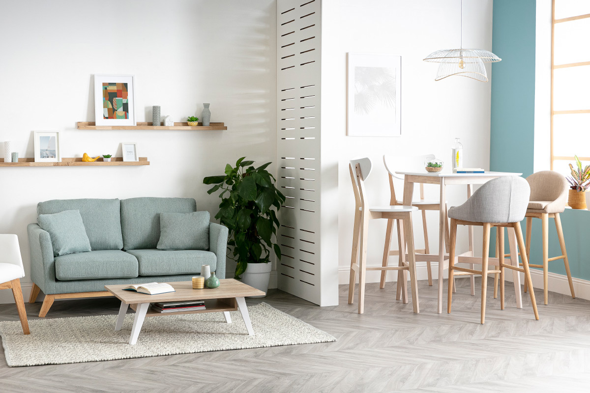 Set di 2 sgabelli da bar scandinavo bianco e legno 75cm LEENA