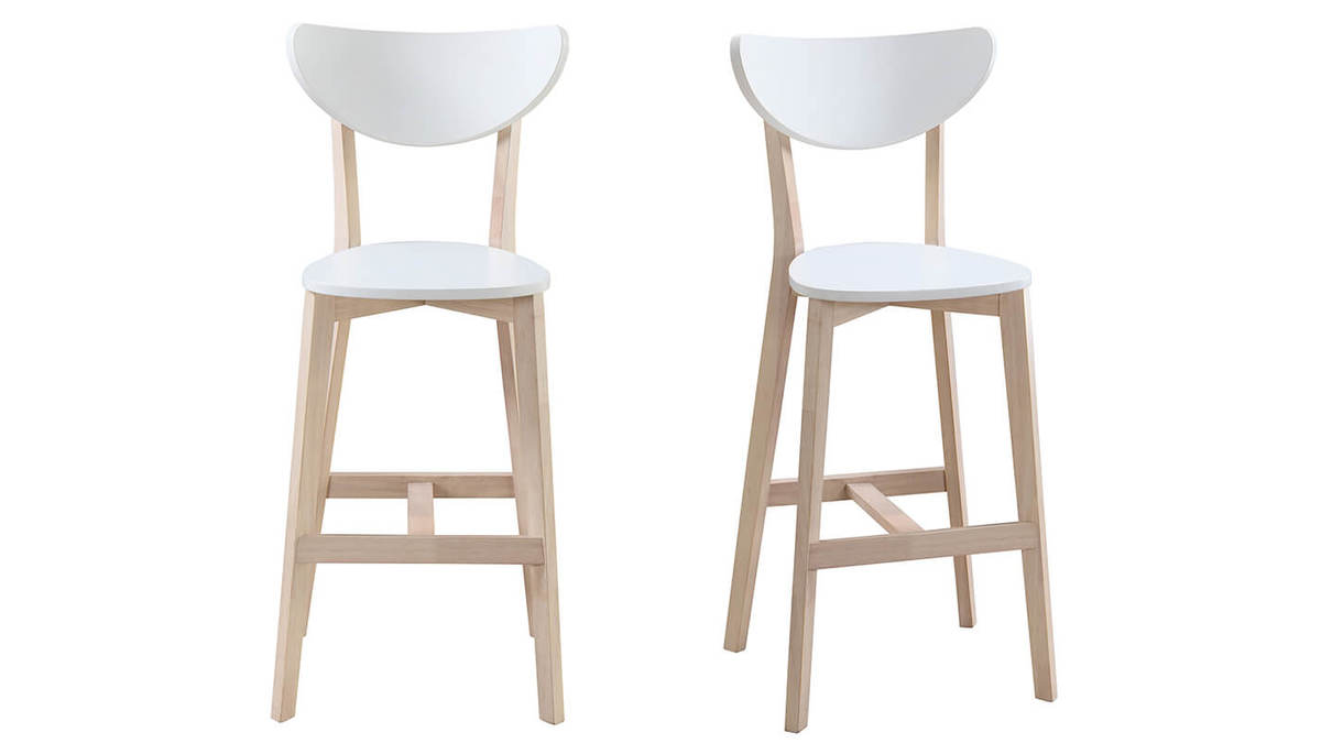 Set di 2 sgabelli da bar scandinavo bianco e legno 75cm LEENA