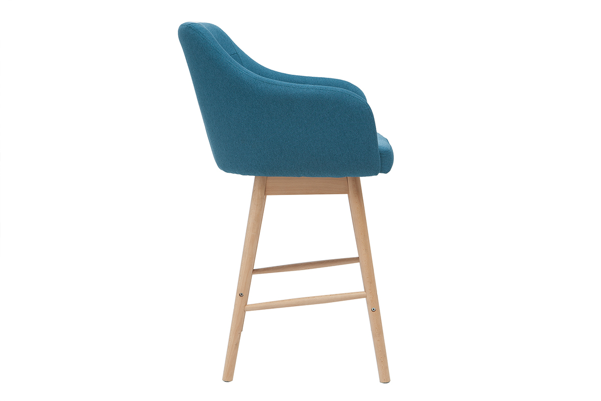 Set di 2 sgabelli scandinavi blu anatra e legno H64 cm BALTIK