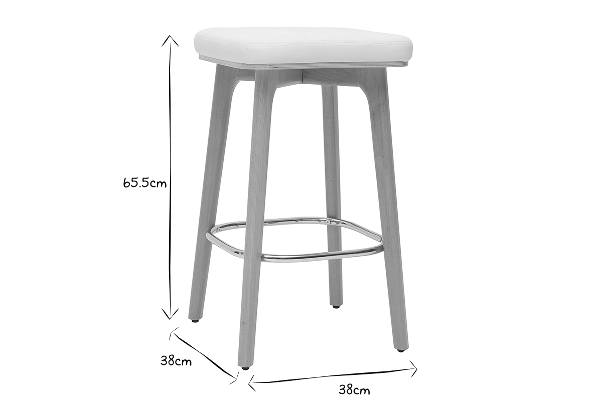 Sgabelli da bar bianco e legno chiaro 65 cm (set di 2) GRAMMA