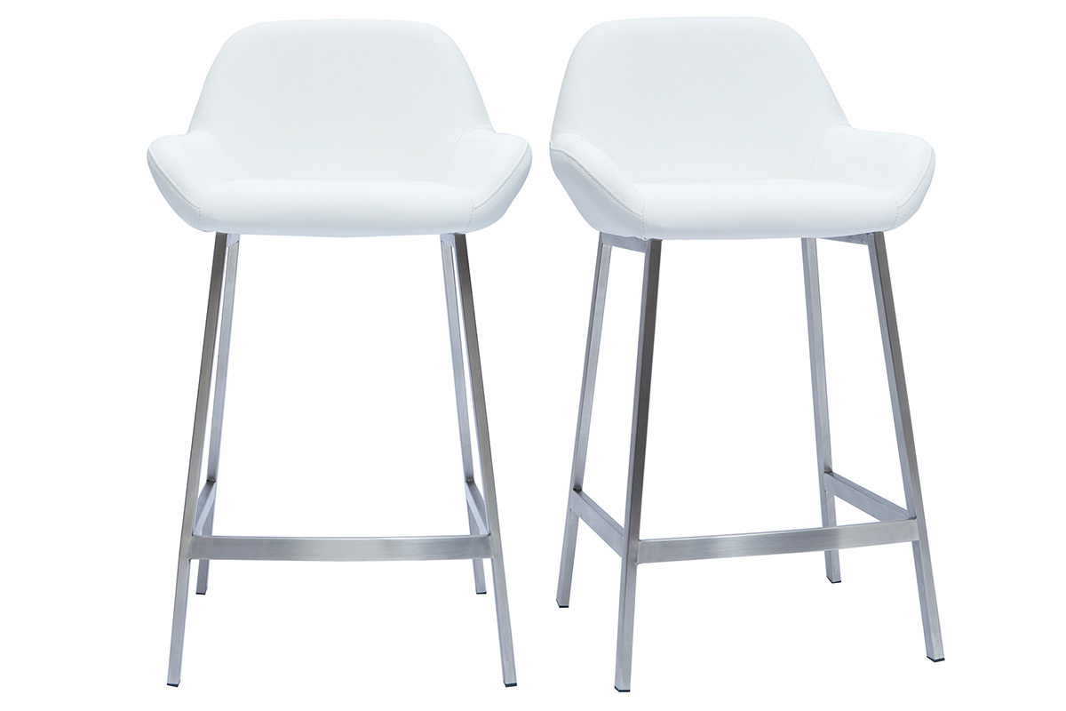 Sgabelli da bar design bianco e base metallo (lotto di 2) RINGER