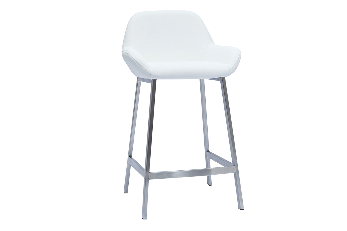 Sgabelli da bar design bianco e base metallo (lotto di 2) RINGER