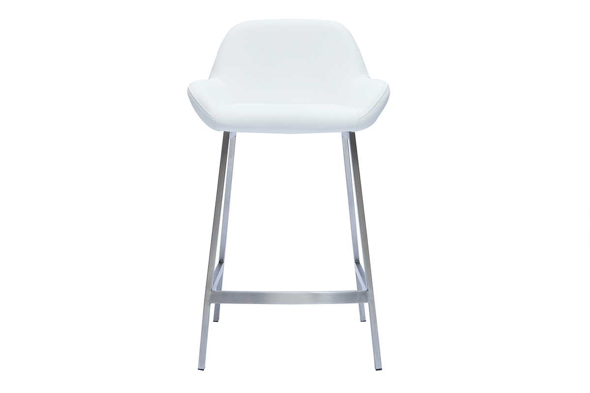 Sgabelli da bar design bianco e base metallo (lotto di 2) RINGER