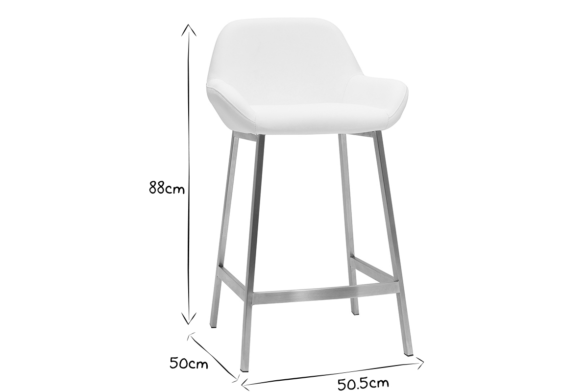 Sgabelli da bar design bianco e base metallo (lotto di 2) RINGER