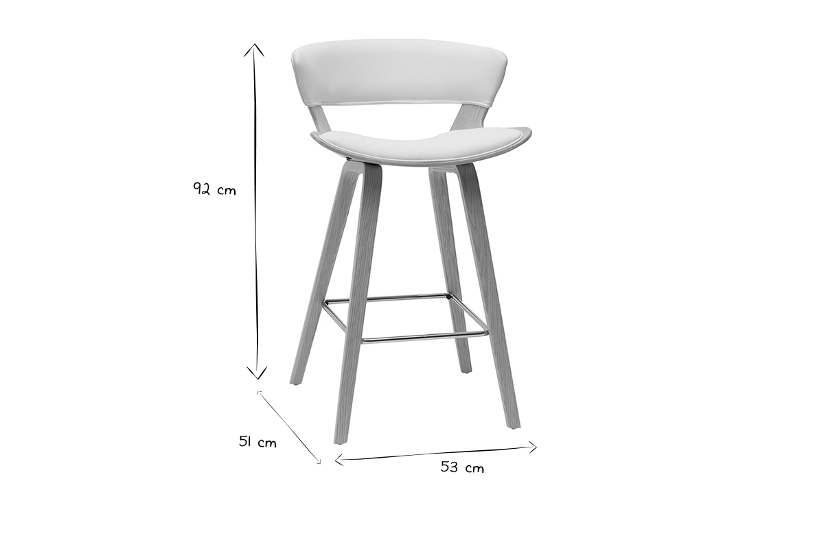 Sgabelli da bar design bianco e legno chiaro H65 cm (set di 2) SYRAH