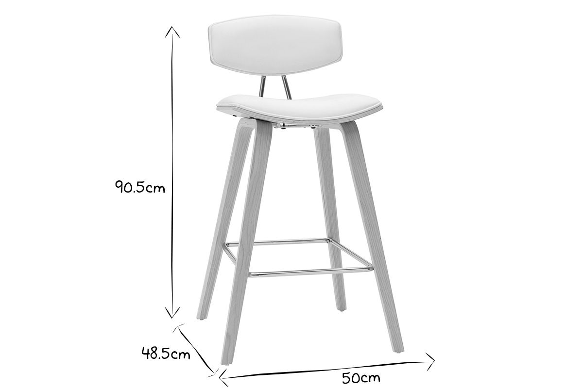 Sgabelli da bar design bianco e legno chiaro H69 cm (set di 2) VASCO