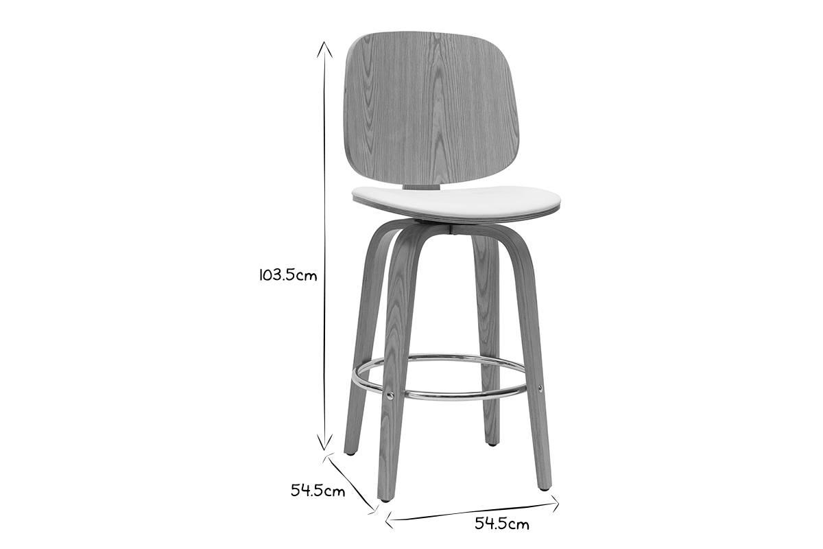 Sgabelli da bar design girevoli bianco e legno chiaro H66 cm (set di 2) BECK