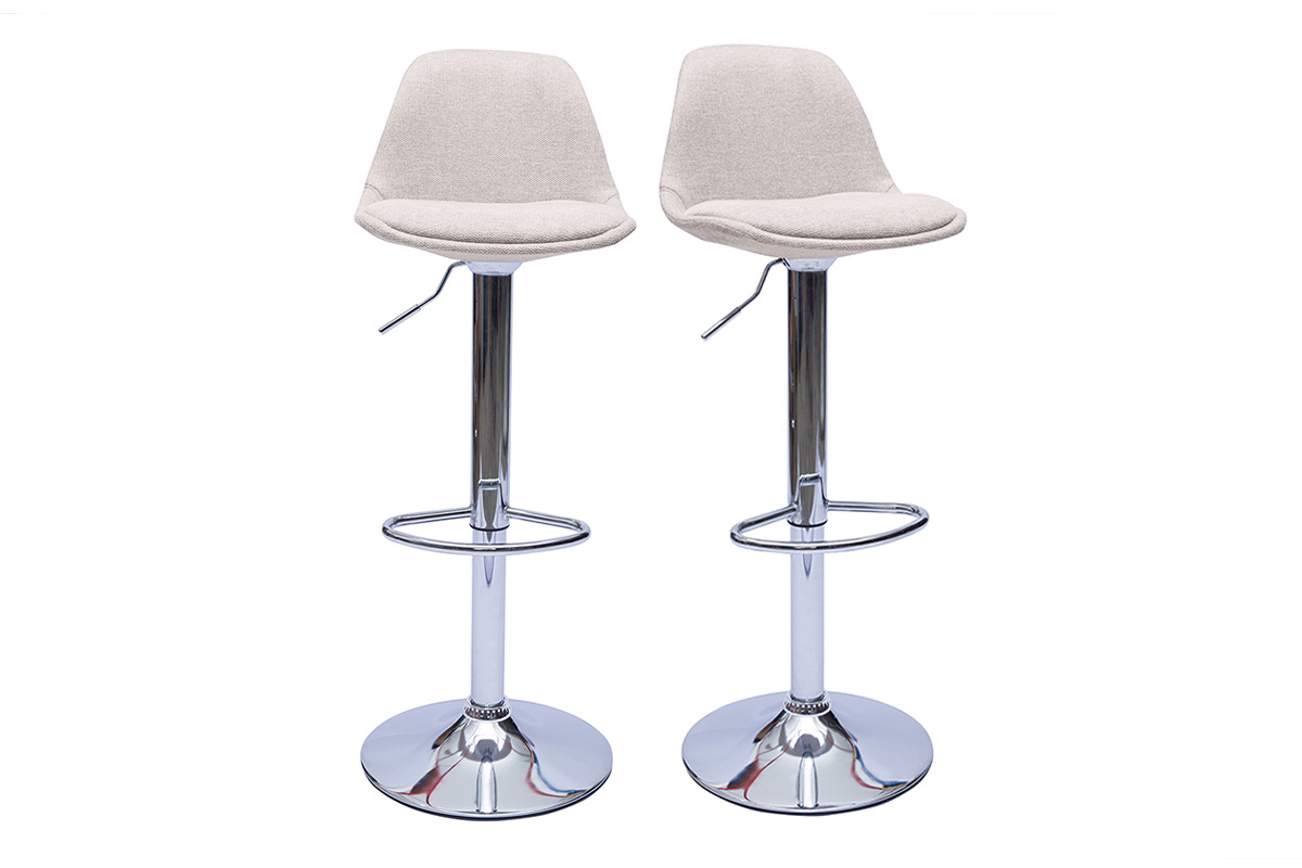 Sgabelli da bar design in tessuto effetto velluto beige (set di 2) STEEVY