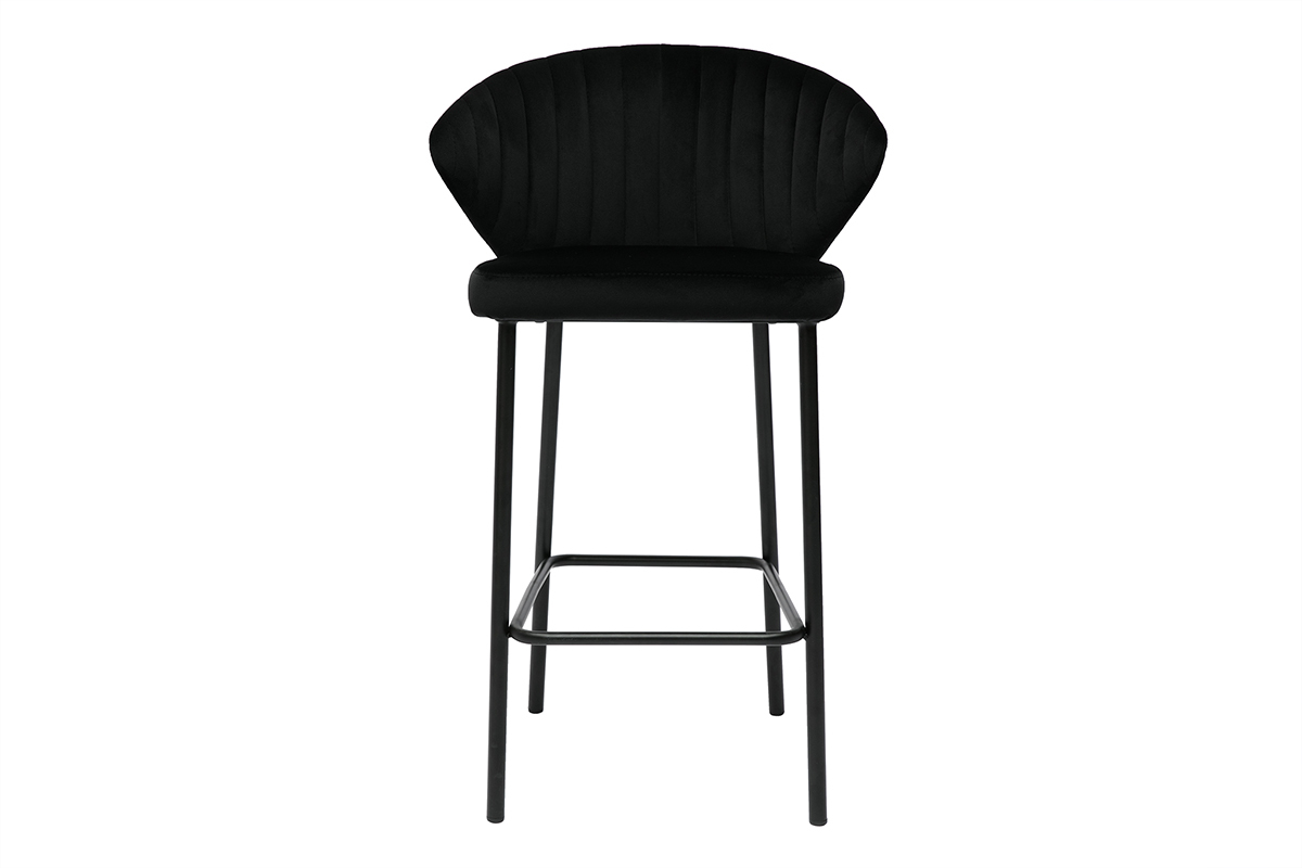 Sgabelli da bar design in velluto nero H68 cm (set di 2) DALLY