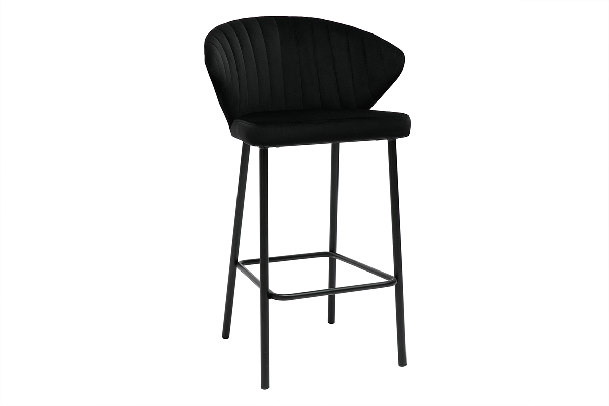 Sgabelli da bar design in velluto nero H68 cm (set di 2) DALLY