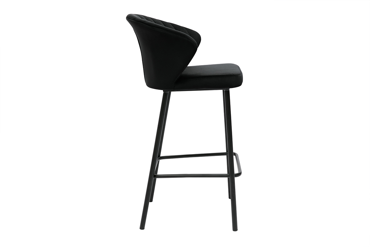 Sgabelli da bar design in velluto nero H68 cm (set di 2) DALLY