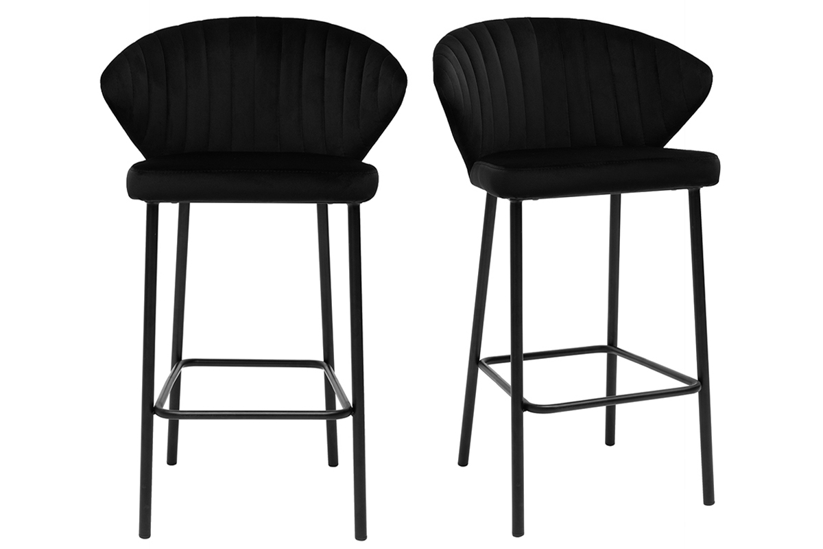 Sgabelli da bar design in velluto nero H68 cm (set di 2) DALLY