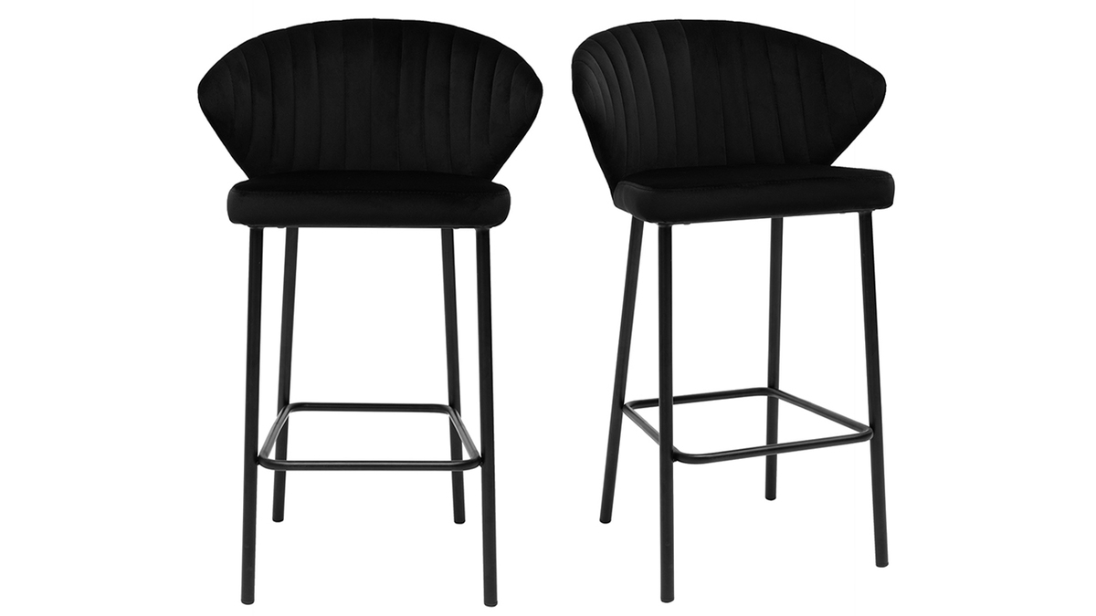 Sgabelli da bar design in velluto nero H68 cm (set di 2) DALLY