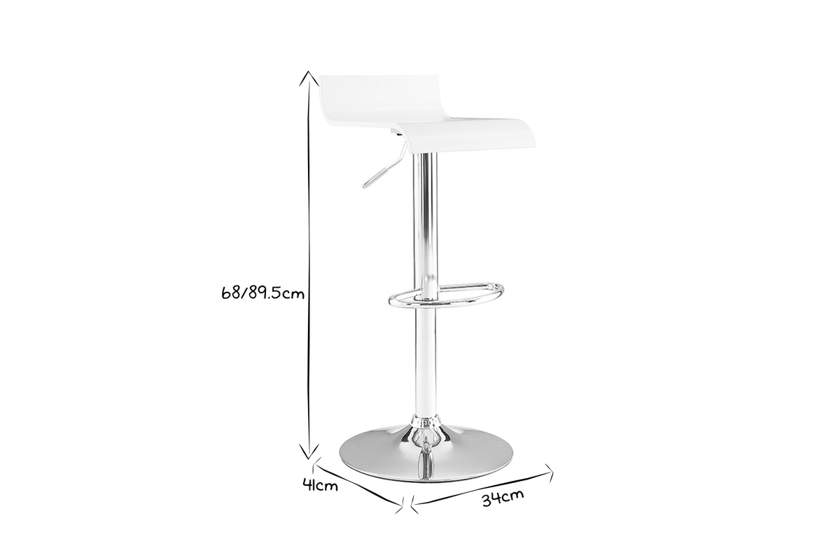 Sgabelli da bar design legno bianco e acciaio cromato (set di 2) SURF V2