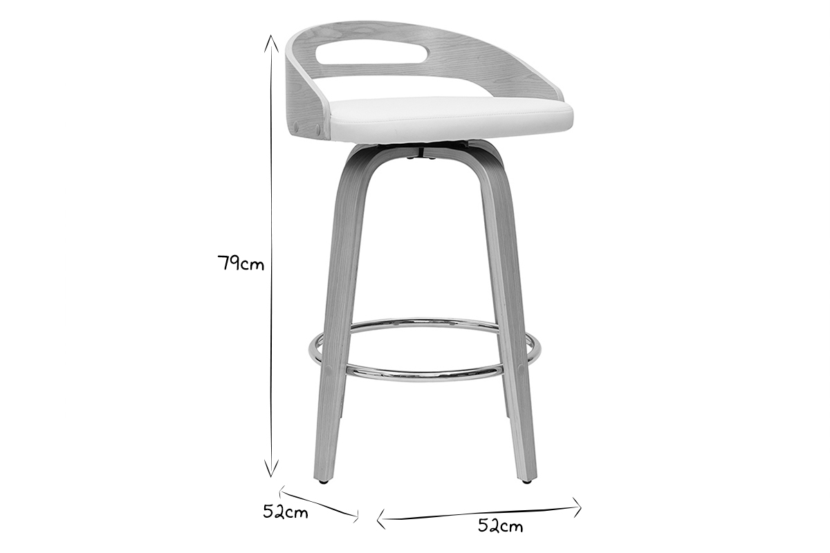 Sgabelli da bar design legno chiaro e poliuretano bianco 65 cm (set di 2) MANO