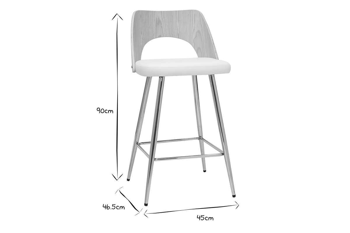 Sgabelli da bar design legno e bianco H66,5 cm (set di 2) FALCOM