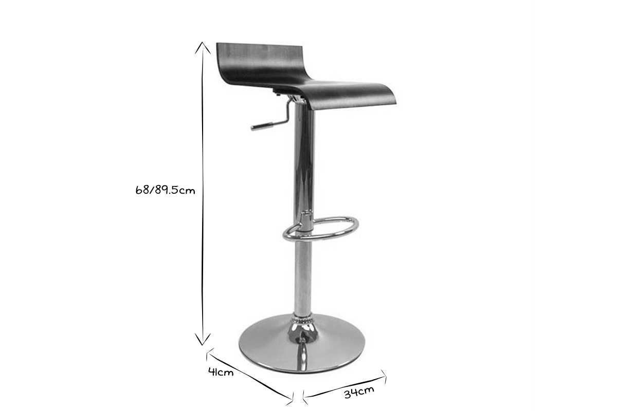 Sgabelli da bar design legno scuro noce e acciaio cromato (set di 2) SURF V2