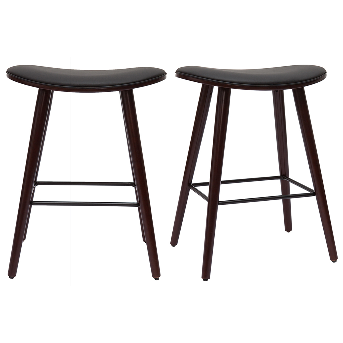 Sgabelli da bar design legno scuro noce e nero H65 cm (set di 2) MEADOW