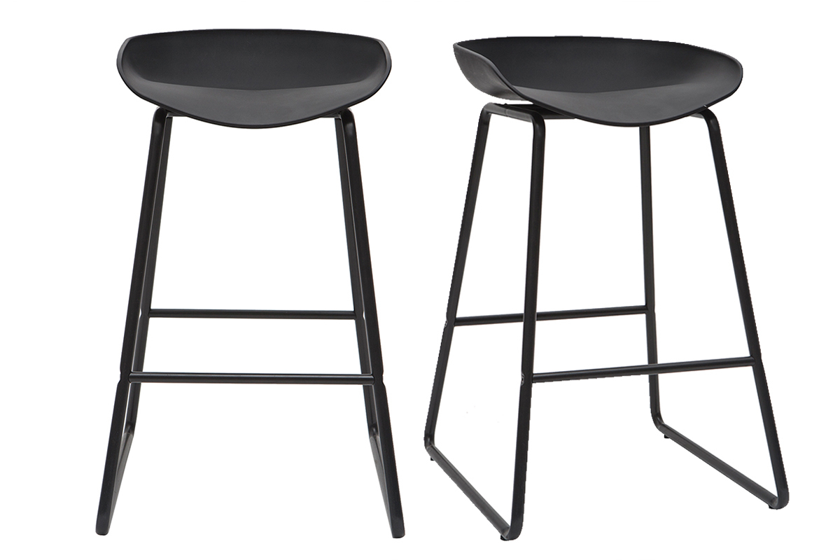 Sgabelli da bar design neri H65 cm (set di 2) PEBBLE