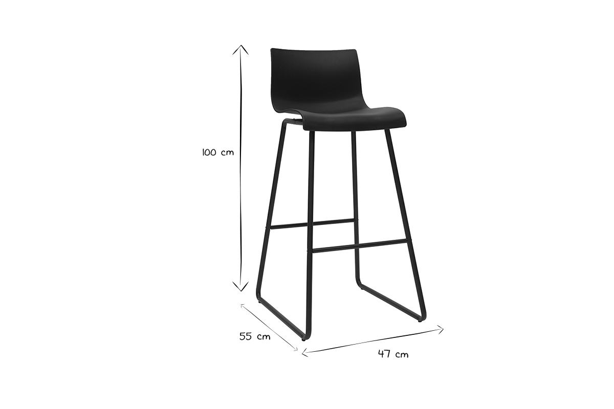 Sgabelli da bar design nero 76 cm (set di 2) ONA