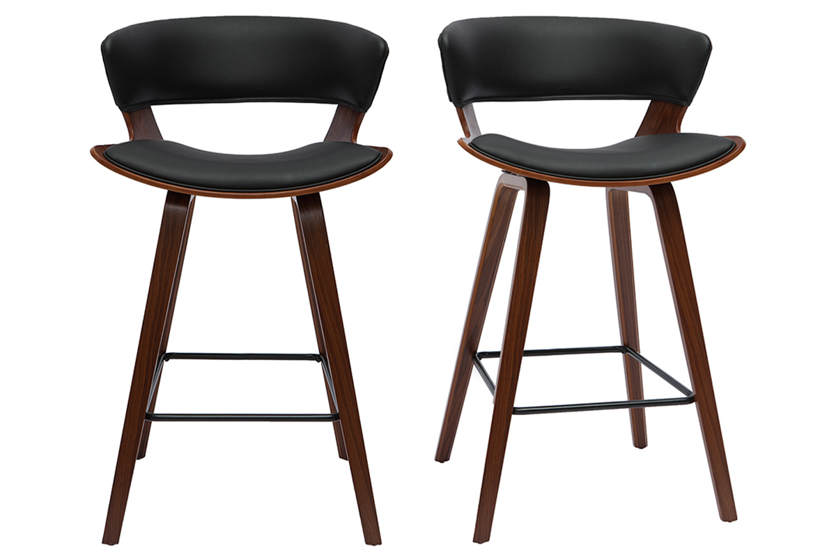 Sgabelli da bar design nero e legno scuro H65 cm (set di 2) SYRAH