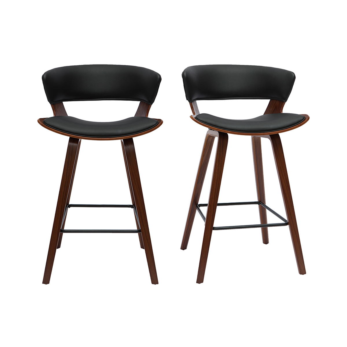 Sgabelli da bar design nero e legno scuro H65 cm (set di 2) SYRAH