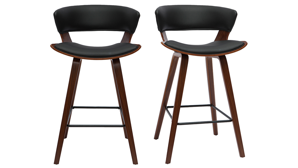 Sgabelli da bar design nero e legno scuro H65 cm (set di 2) SYRAH